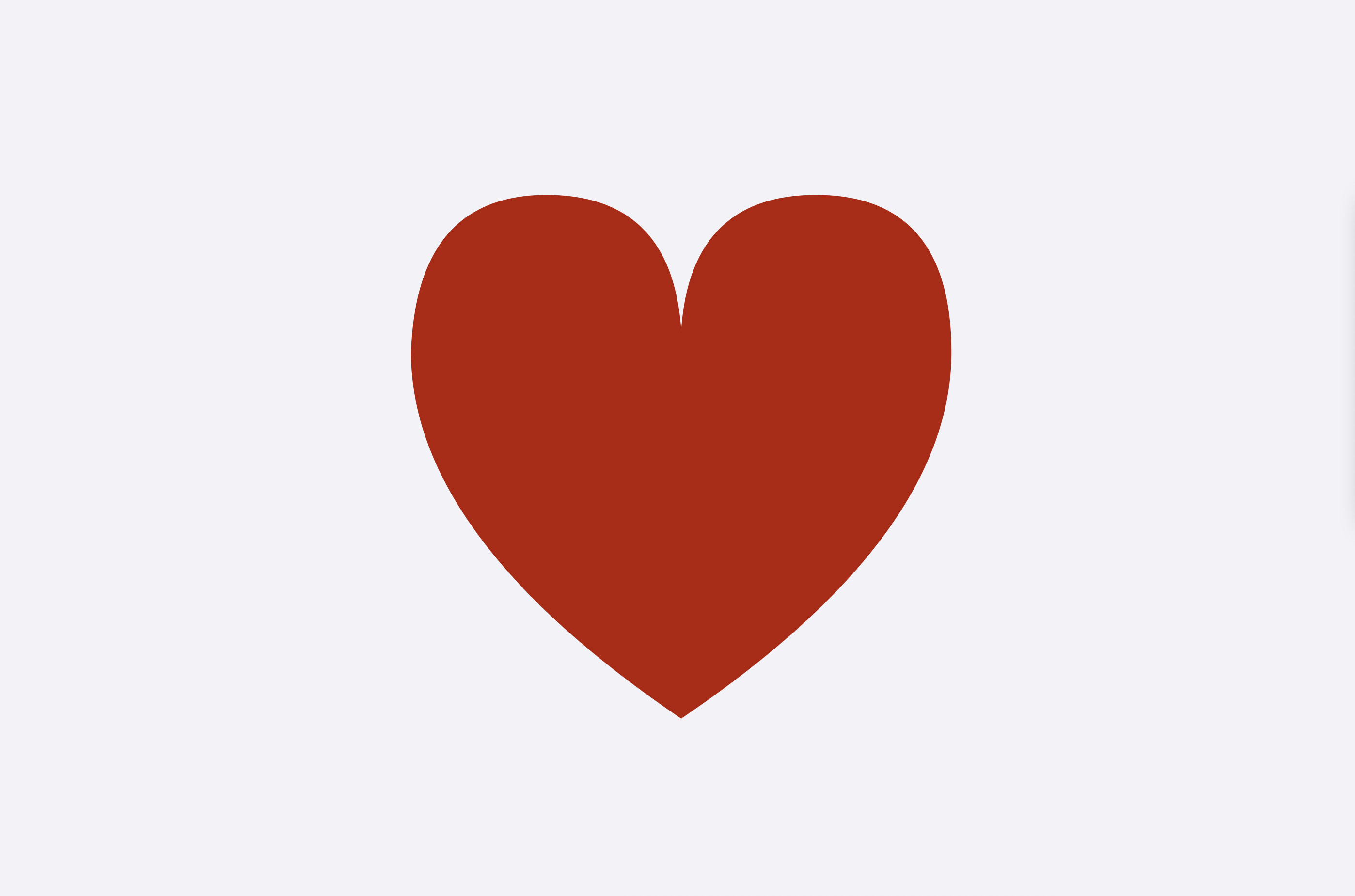 A red heart centered on a pale background